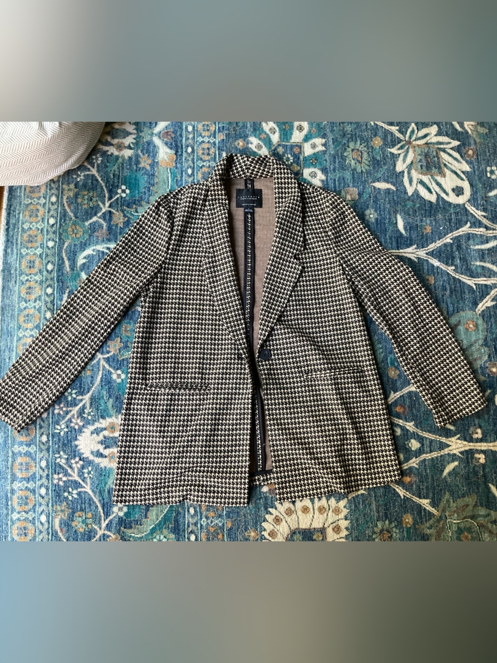 Sanctuary Black & White Houndstooth Longline Blazer